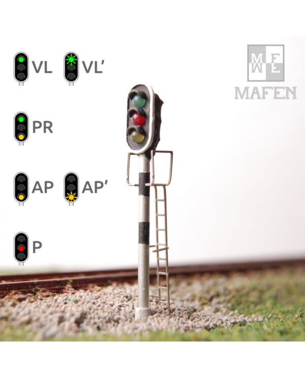 SEMAFORO RENFE SEÑAL PRINCIPAL CON 3 LEDS (VERDE/ROJO/AMBAR). MAFEN 41