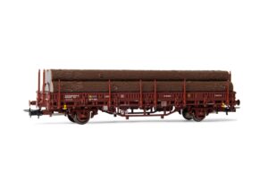 VAGÓN PLATAFORMA TIPO M1, OXIDO CARGADO CON TRONCOS. ELECTROTREN E1658