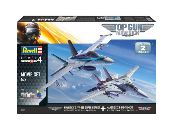 REVELL SET 2 MAQUETAS MAVERICK F/A-18E SUPER HORNET (TOP GUN) 1/72. 05677