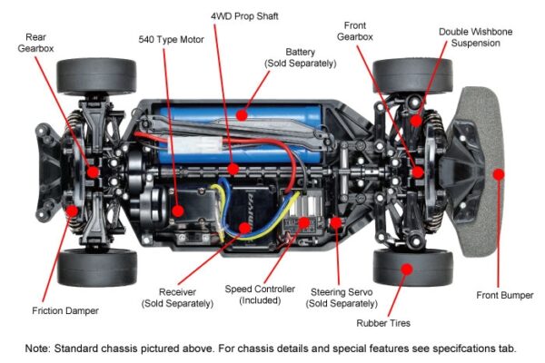 MOTUL AUTECH Z TT-02 CHASIS 1/10 190mm 4WD. TAMIYA 58735-60A - Imagen 3