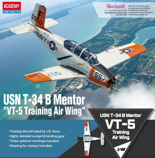 ACADEMY USN T-34B MENTOR VT-5 TRAINING AIR WING 1/48. 12361