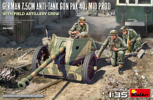 MINIART GERMAN 7.5CM ANTI-TANK GUN PAK 40. MID PROD 1/35. 35400