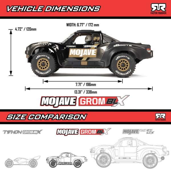 SHORT COURSE MOJAVE GROM BLX 4WD BRUSHLESS RTR 1/16. ARRMA ARA2304T1 - Imagen 8