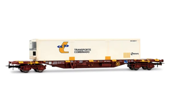 VAGÓN RENFE PORTACONTENEDORES MMC3 TRANSPORTE COMBINADO. ELECTROTREN HE6080