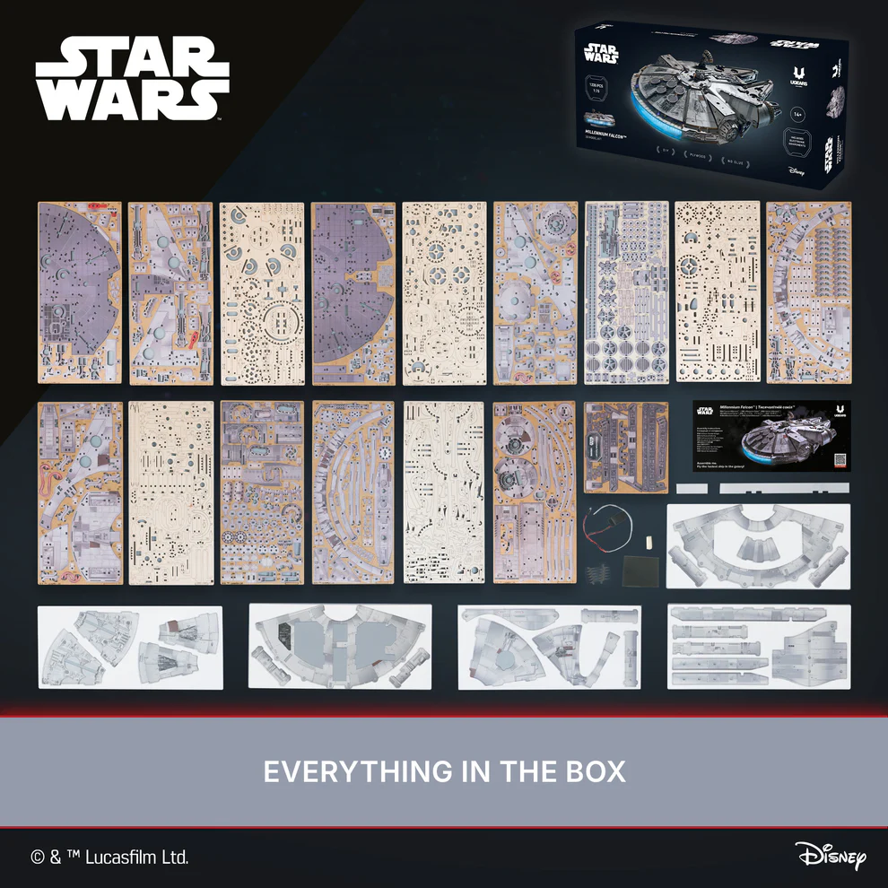 MILLENNIUM FALCON STAR WARS 1235 PIEZAS 1/75. UGEARS 70271 - Imagen 9