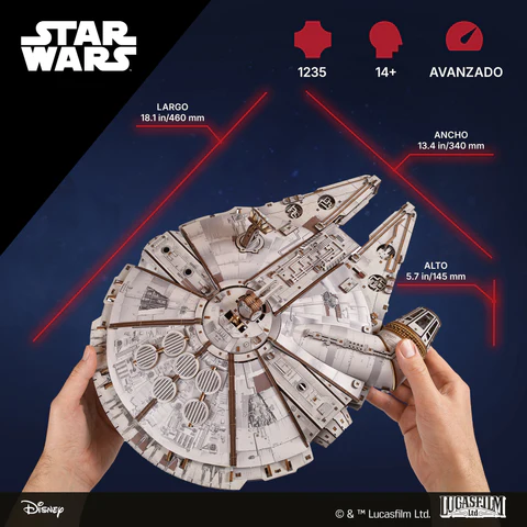 MILLENNIUM FALCON STAR WARS 1235 PIEZAS 1/75. UGEARS 70271 - Imagen 5