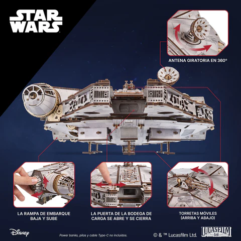 MILLENNIUM FALCON STAR WARS 1235 PIEZAS 1/75. UGEARS 70271 - Imagen 6
