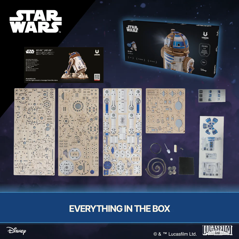 R2-D2 STAR WARS 315 PIEZAS 1/7. UGEARS 70272 - Imagen 6