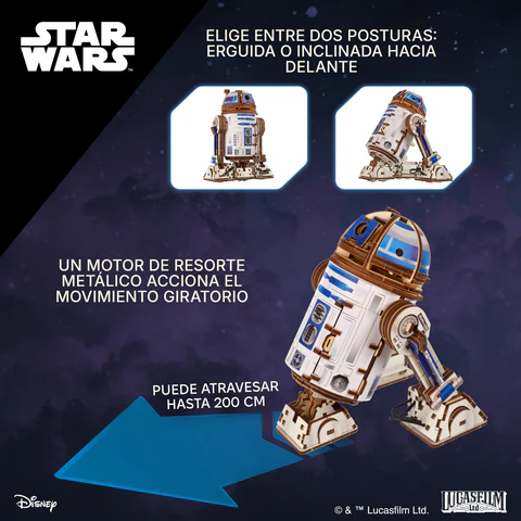 R2-D2 STAR WARS 315 PIEZAS 1/7. UGEARS 70272 - Imagen 4