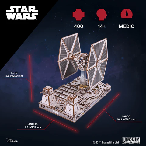 TIE FIGHTER STAR WARS 400 PIEZAS 1/55. UGEARS 70270 - Imagen 3