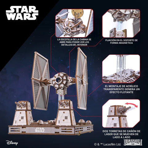 TIE FIGHTER STAR WARS 400 PIEZAS 1/55. UGEARS 70270 - Imagen 4