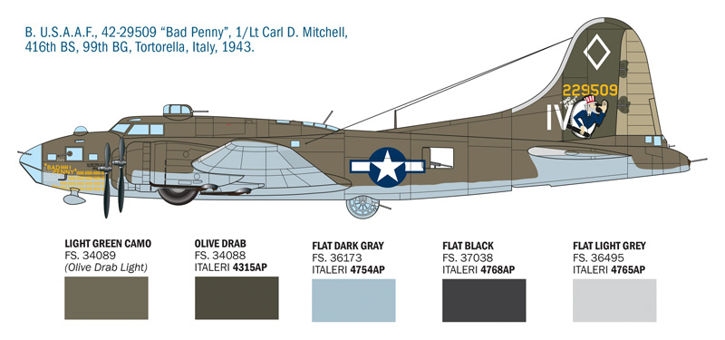 ITALERI B-17F FLYING FORTRESS 1/72. 1487 - Imagen 3