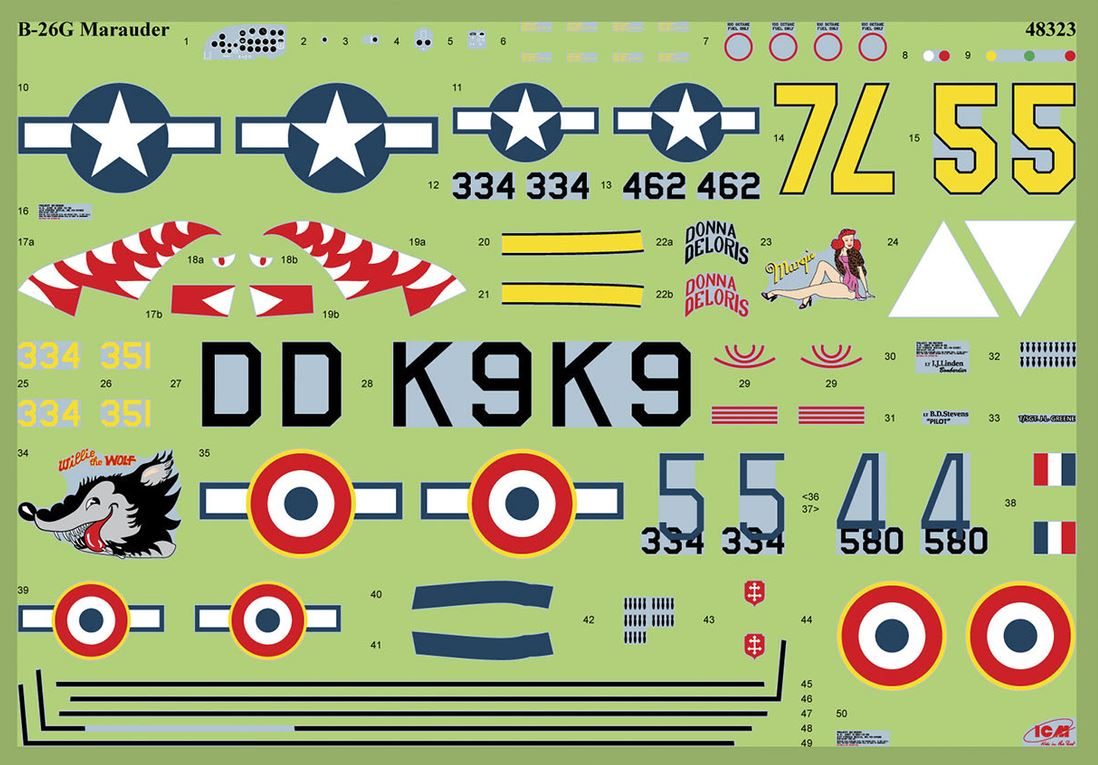 ICM MARAUDER B-26G CON FIGURAS Y PISTA ATERRIZAJE 1/48. 48327