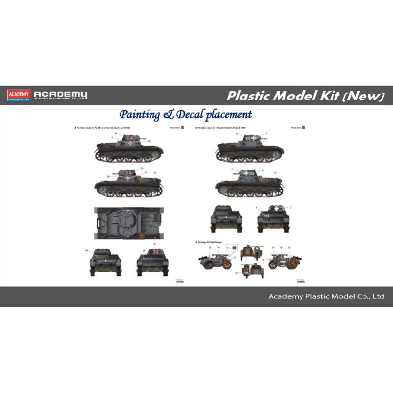 ACADEMY GERMAN PANZER I AUSF. B & MOTORCYCLE 1/35. 13556