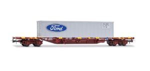 VAGON PORTACONTENEDORES 4 EJES, FORD MMC3 RENFE. ELECTROTREN HE6102